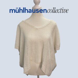 Polo Ralph Lauren Open Knit Poncho Style Sweater In Cream